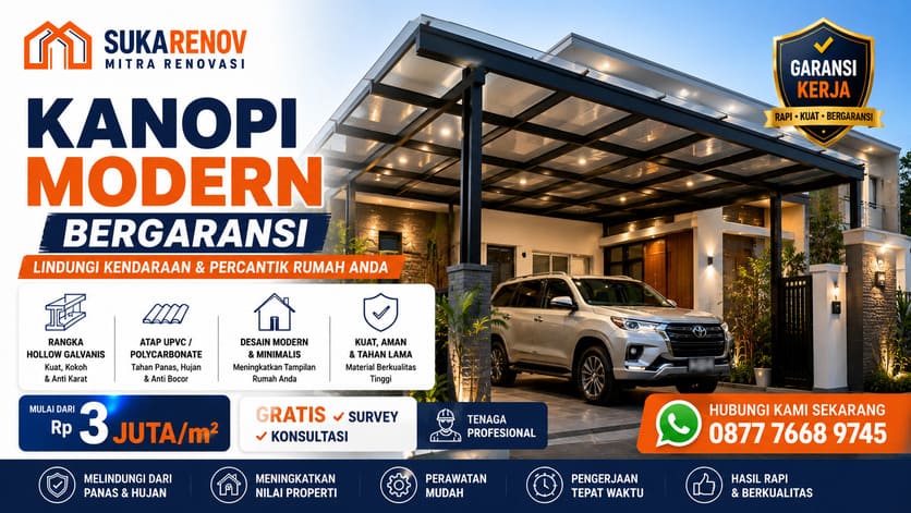 Kanopi Modern SukaRenov - Mulai Rp 3 Juta/mยฒ