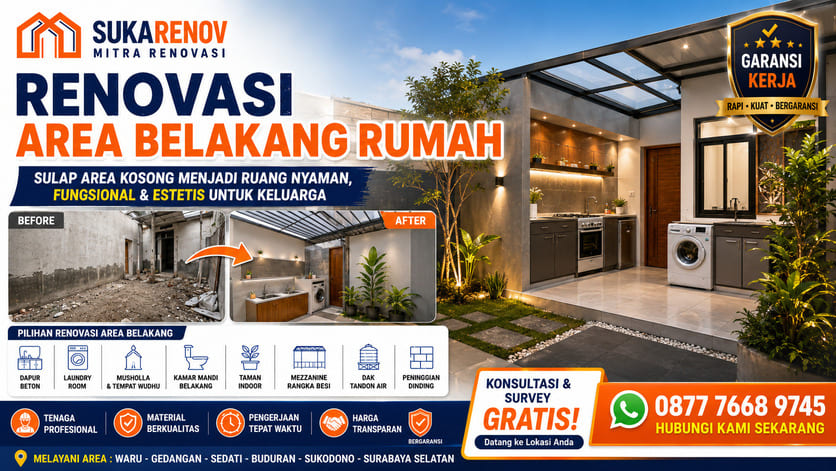 Renovasi Area Belakang Rumah - Sebelum & Sesudah